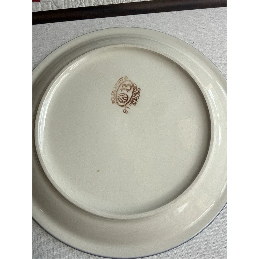 Genuine Bolesławiec‎ 11 inch hand-painted plates from Poland. Antique vintage